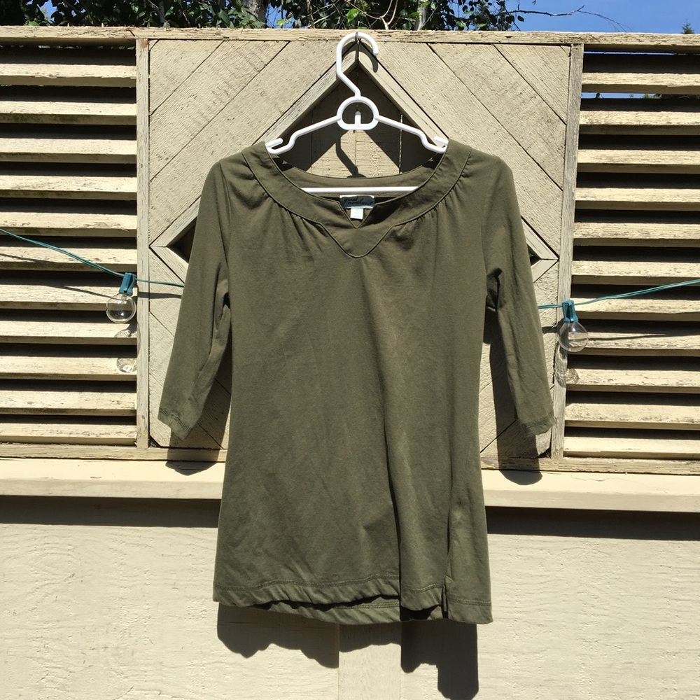 Dark army green 3/4 length sleeved blouse